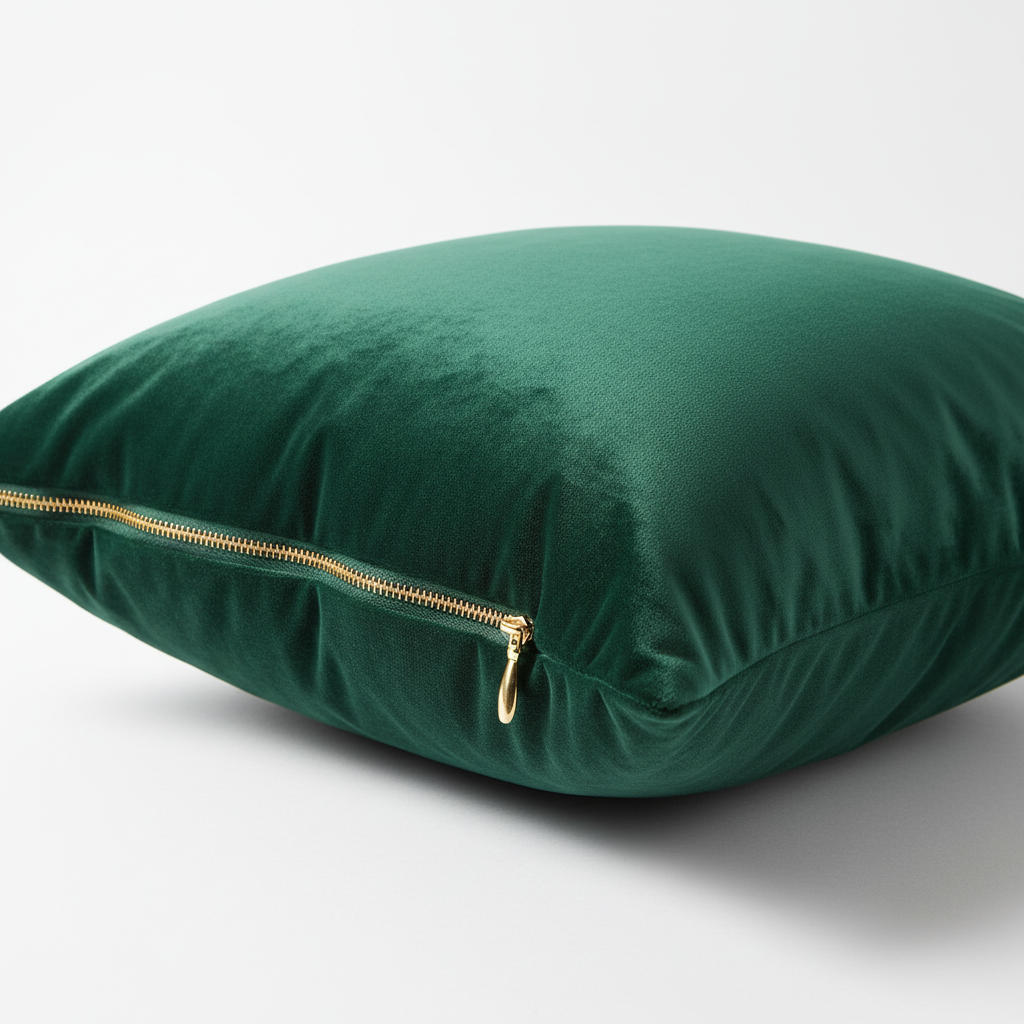Luxury emerald green velvet throw pillow